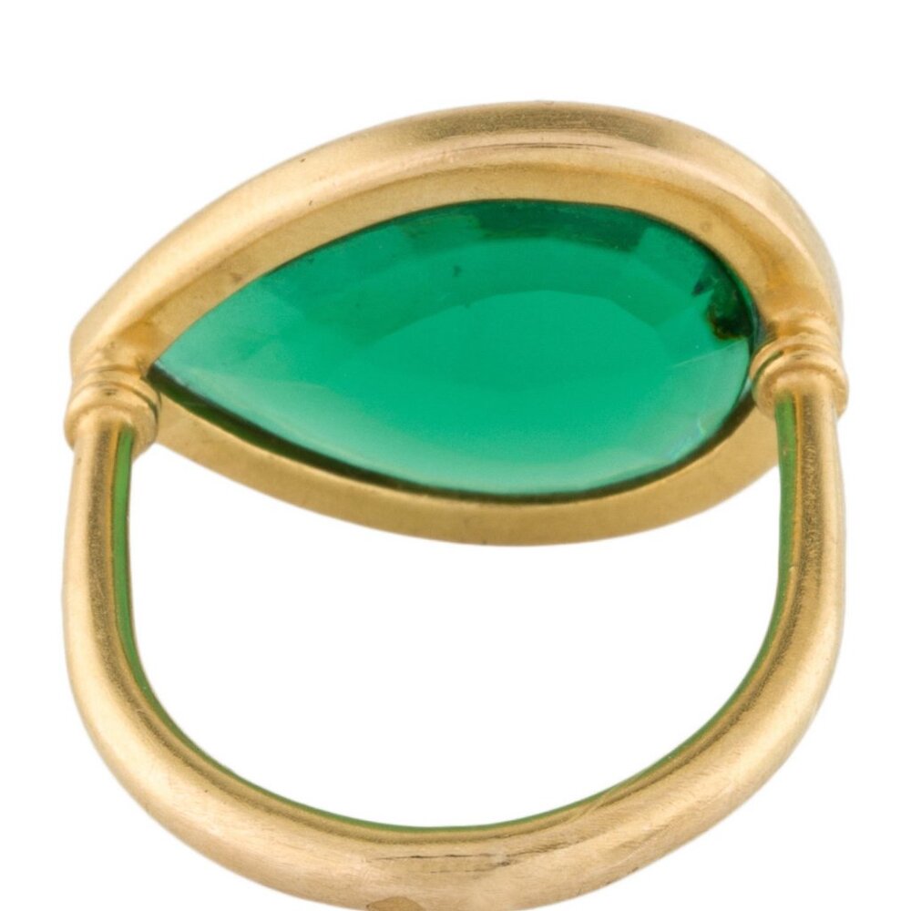 MARIE HELENE DE TAILLAC X BACCARAT 18K SYNTHETIC EMERALD CRYSTAL COCKTAIL RING - Picture 7 of 9